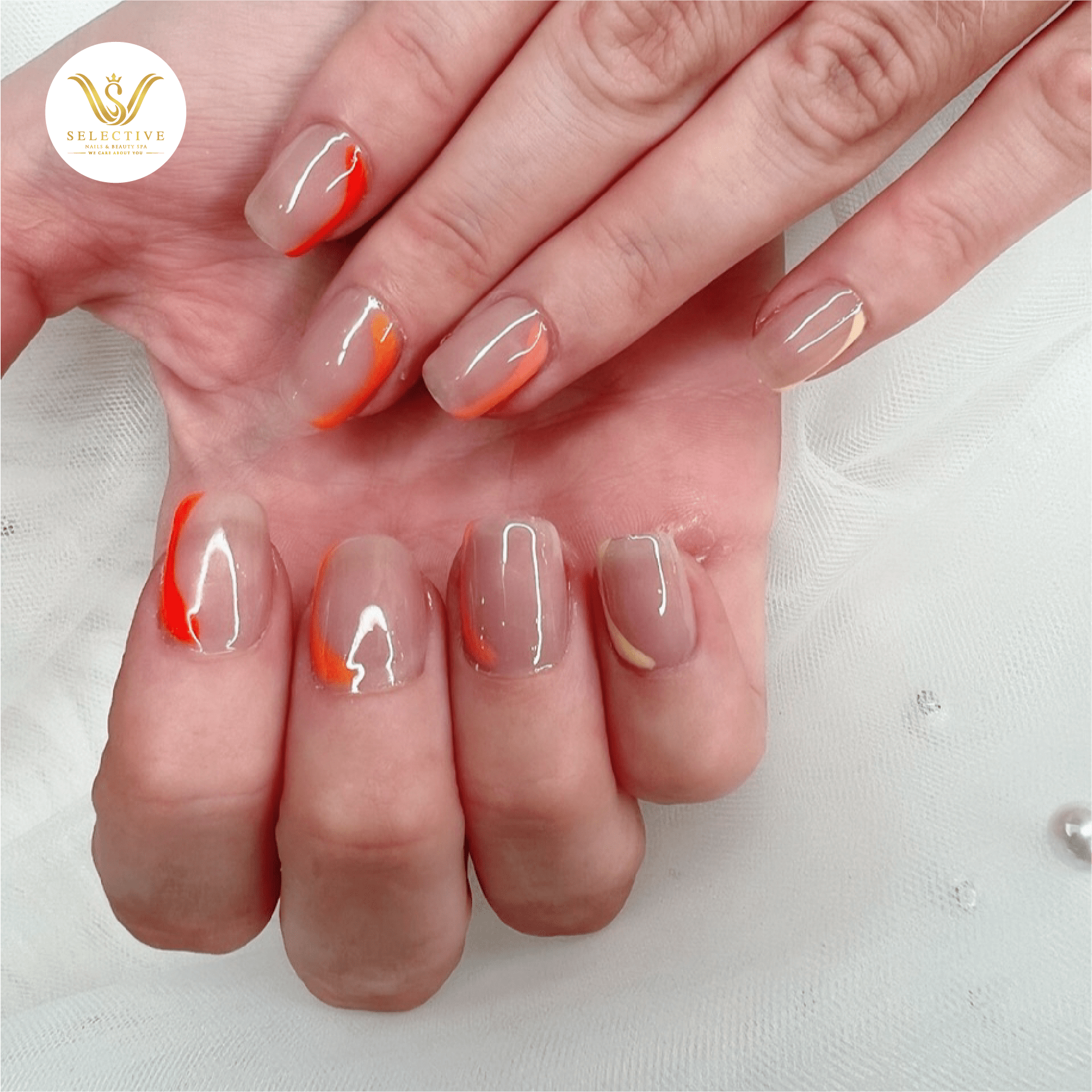 Nail design valentine with pastel French style