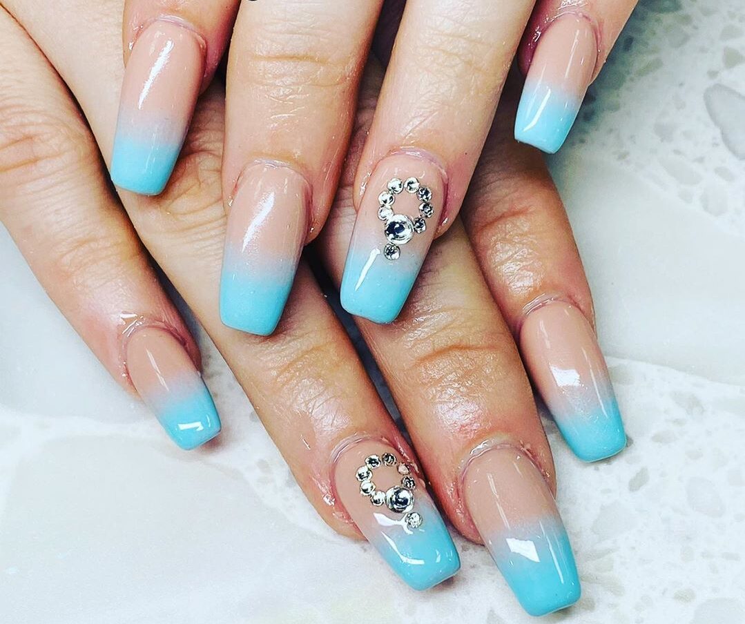Top Winter Ice Blue Nails Ombre For You - Selective Nails & Beauty Spa
