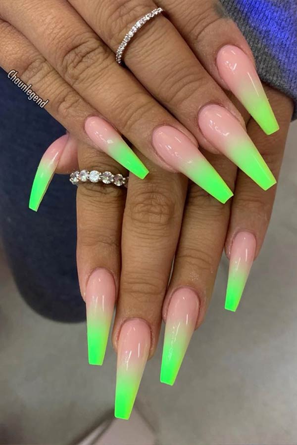 30 Light up Your Nails with Electric Energy for Summer : Shades of Green  Nails