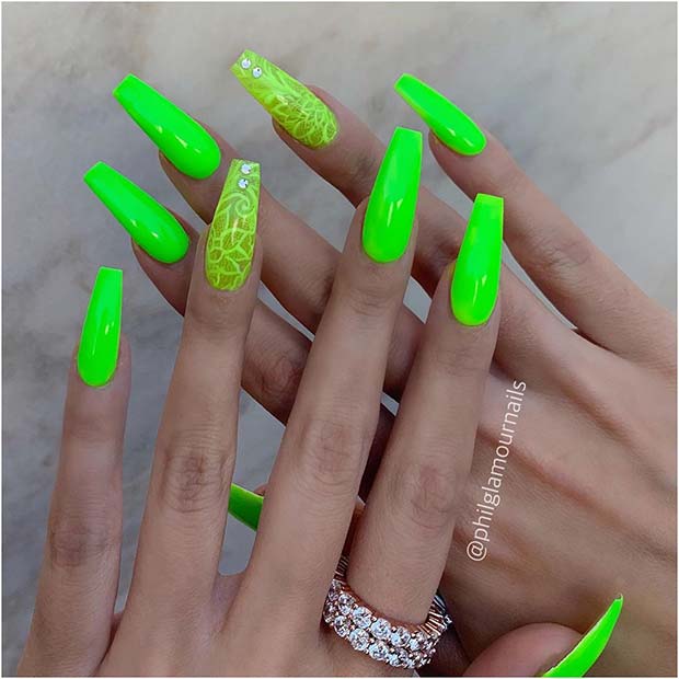 Neon Green Painted Matte Glossy Press on Nails Long Medium Short Almond  Square Coffin Stiletto Basic Colour Nails - Etsy